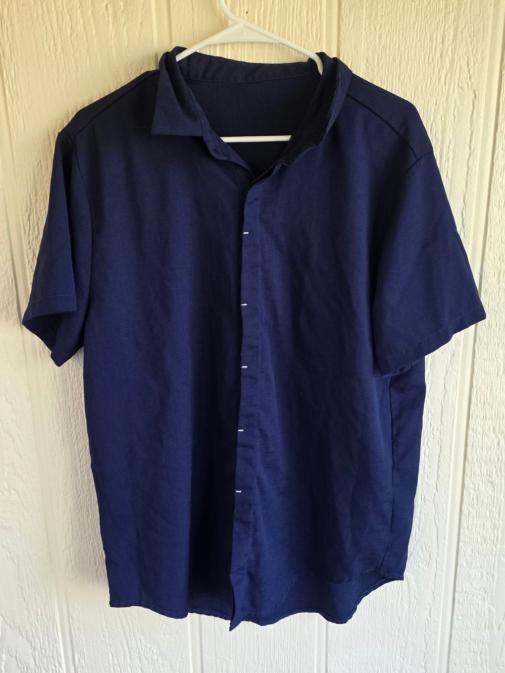 Men's Manfinity Navy Short-Sleeve Casual Button-Down Shirt, Size XL